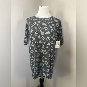 LuLaRoe Irma Tunic Style Top NWT Gray Nature Paw Print